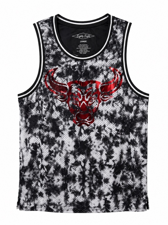 Eighty Eight Other - Eighty Eight Black & White Tie-Dye Mesh Graphic sleeveless T-Shirt Size- Large.